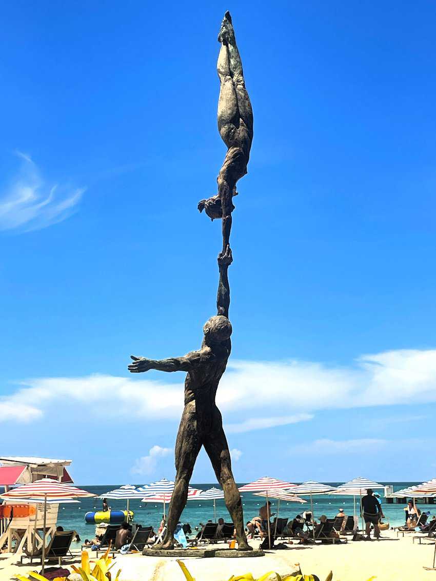 Balance, a sculpture on the beach at Doctor's Cave, by Jamaican artist Basil Watson, commemorates the 100th anniversary of the Doctor's Cave Bathing Club.