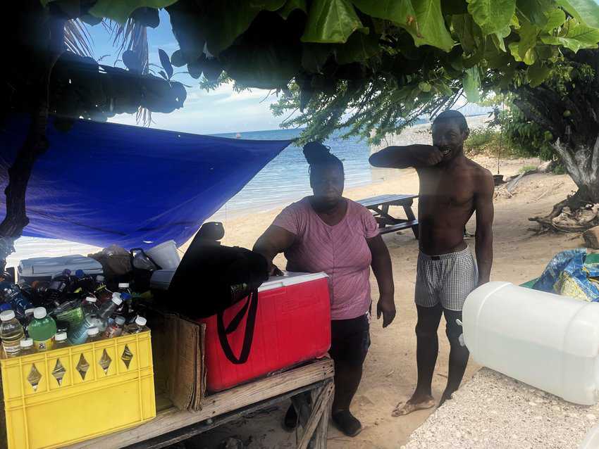 Food and drink stands along the road are a common site in Jamaica.