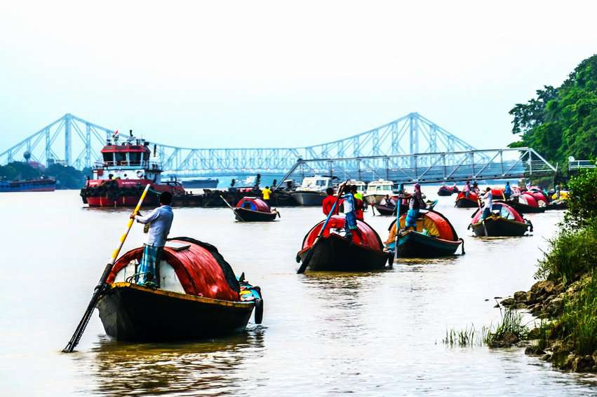 The Hooghly river and the Howrah Bridge