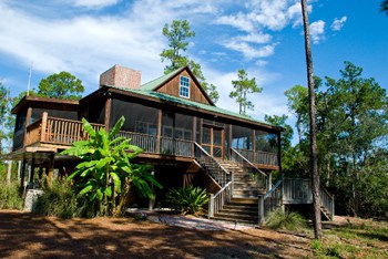 The spacious and rustic Eagle lodge building.